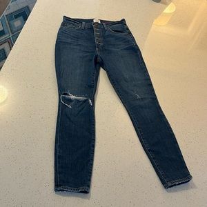 A + O skinny distressed button down jeans